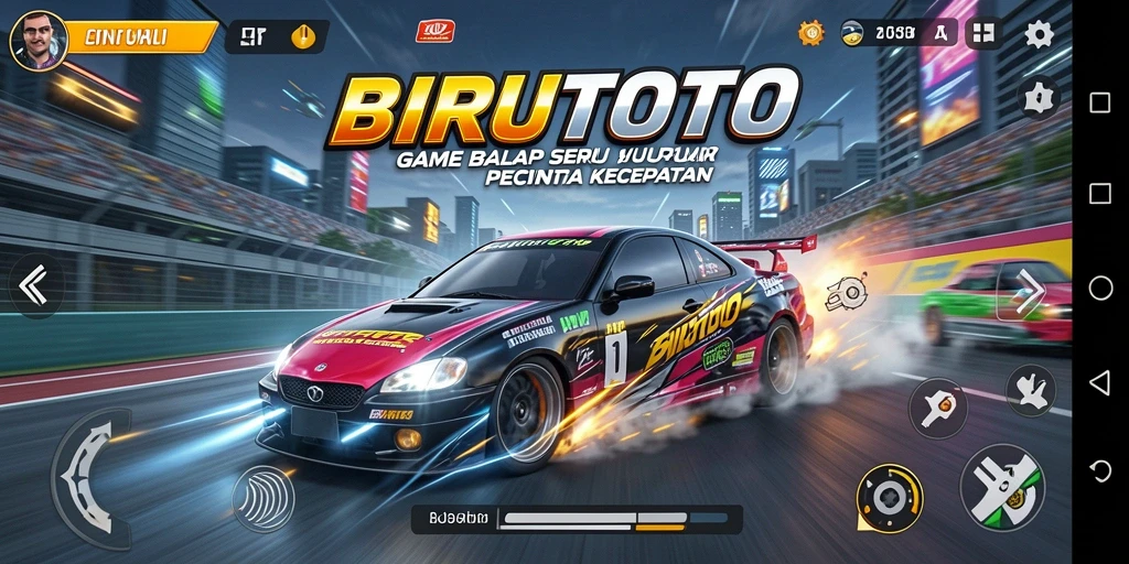 Tampilan gameplay seru di BIRUTOTO dengan balapan yang mendebarkan.
