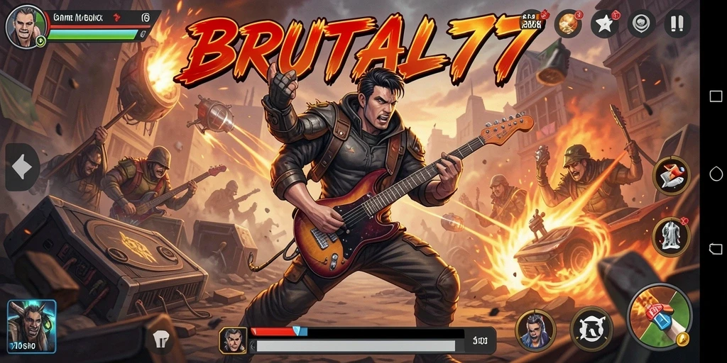 Menampilkan gameplay seru di BRUTAL77 dengan musik yang energik.