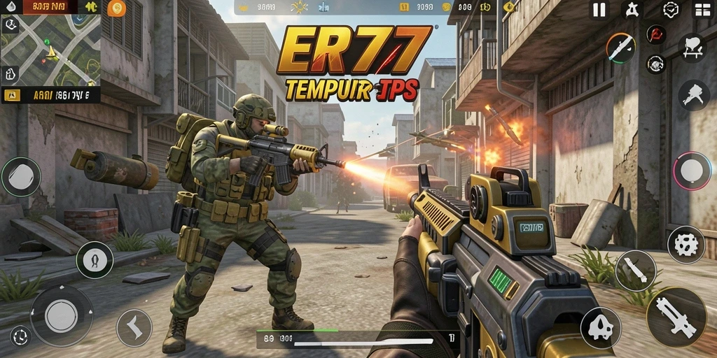Gameplay mendebarkan dalam game TPS ER777 dengan aksi nyata.