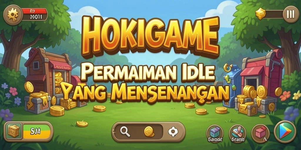 Screenshot gameplay HOKIGAME menunjukkan kemajuan pemain dalam permainan Idle.