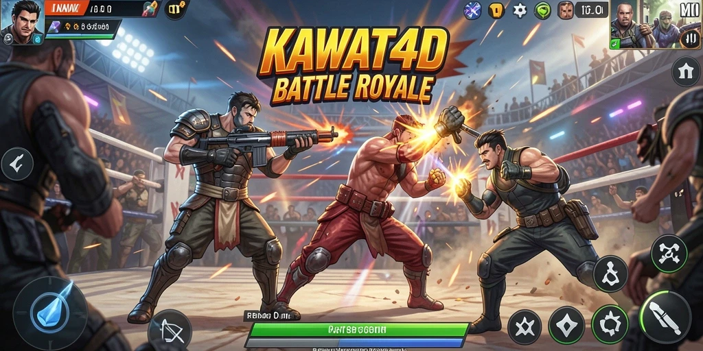 Tangkapan layar KAWAT4D menampilkan aksi intens di arena Battle Royale.