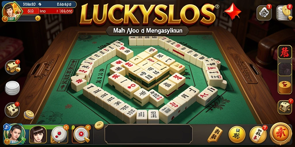 Tampilan gameplay menarik dari LUCKYSLOTS dengan ubin Mahjong yang berwarna-warni.