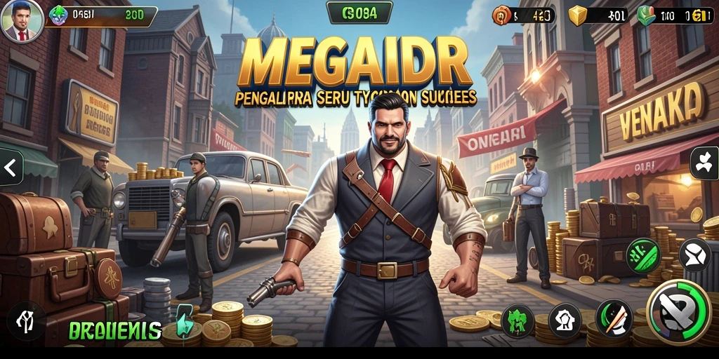 Tampilan screenshot MEGAIDR yang menunjukkan aksi membangun bisnis.