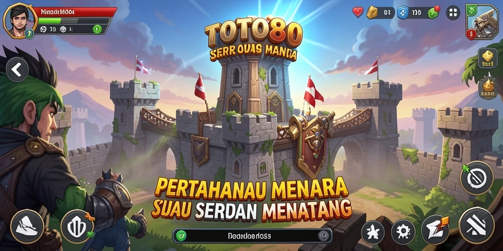 Tampilan aksi menegangkan di TOTO80 saat mempertahankan menara dari serangan musuh.
