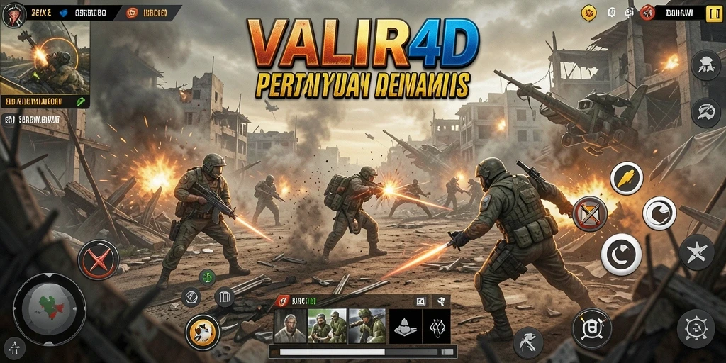 Screenshot menampilkan aksi seru dalam VALIR4D di medan pertempuran.